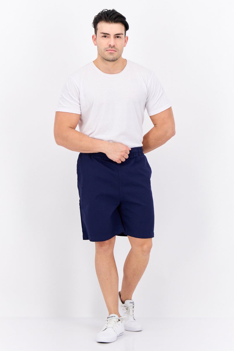 brooklyn Men Plain Basic Shorts, Navy - Image 4